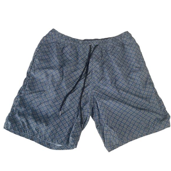 BRIXTON Medium Blue Patterned Elastic Waist Hybrid Trunks Shorts Pockets - Picture 1 of 4